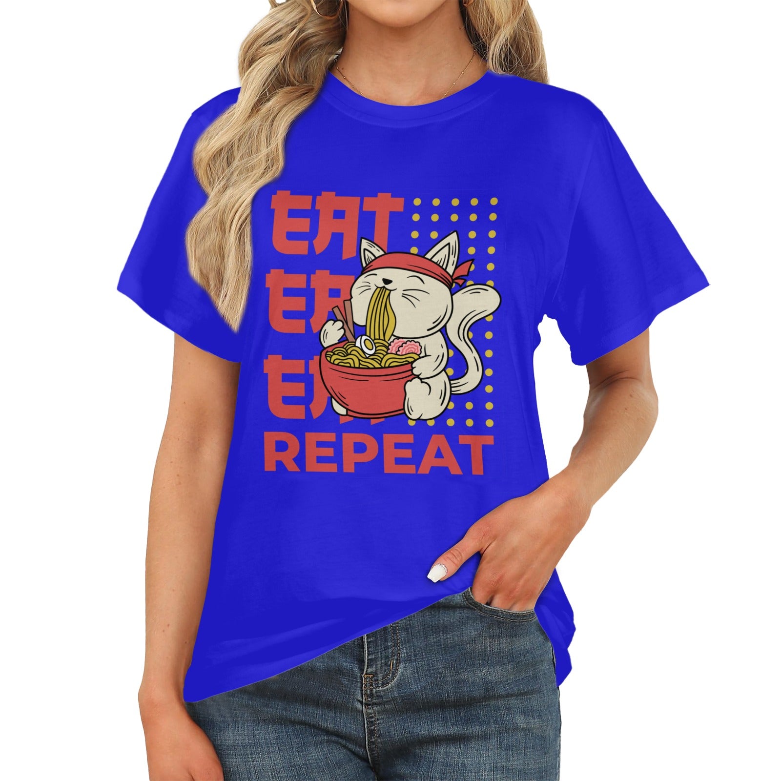 Women's Eat Repeat Abstract Classic Fit T-shirt