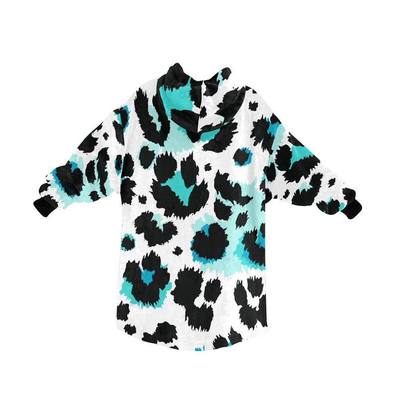 Women's Snow Leopard Print Abstract Blanket Hoodie