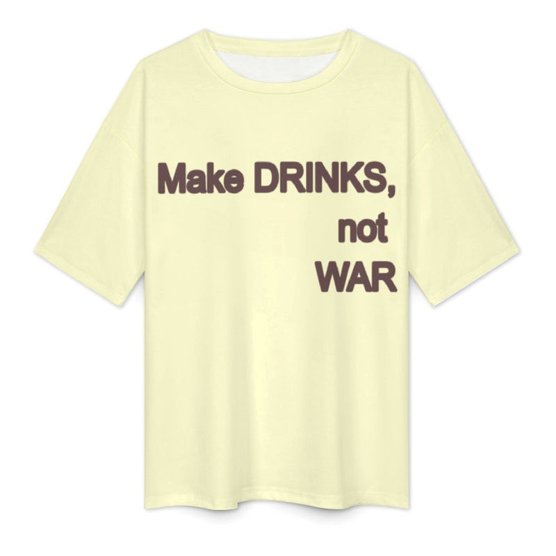 Men's Make Drinks Not War Typography Oversized T-shirt