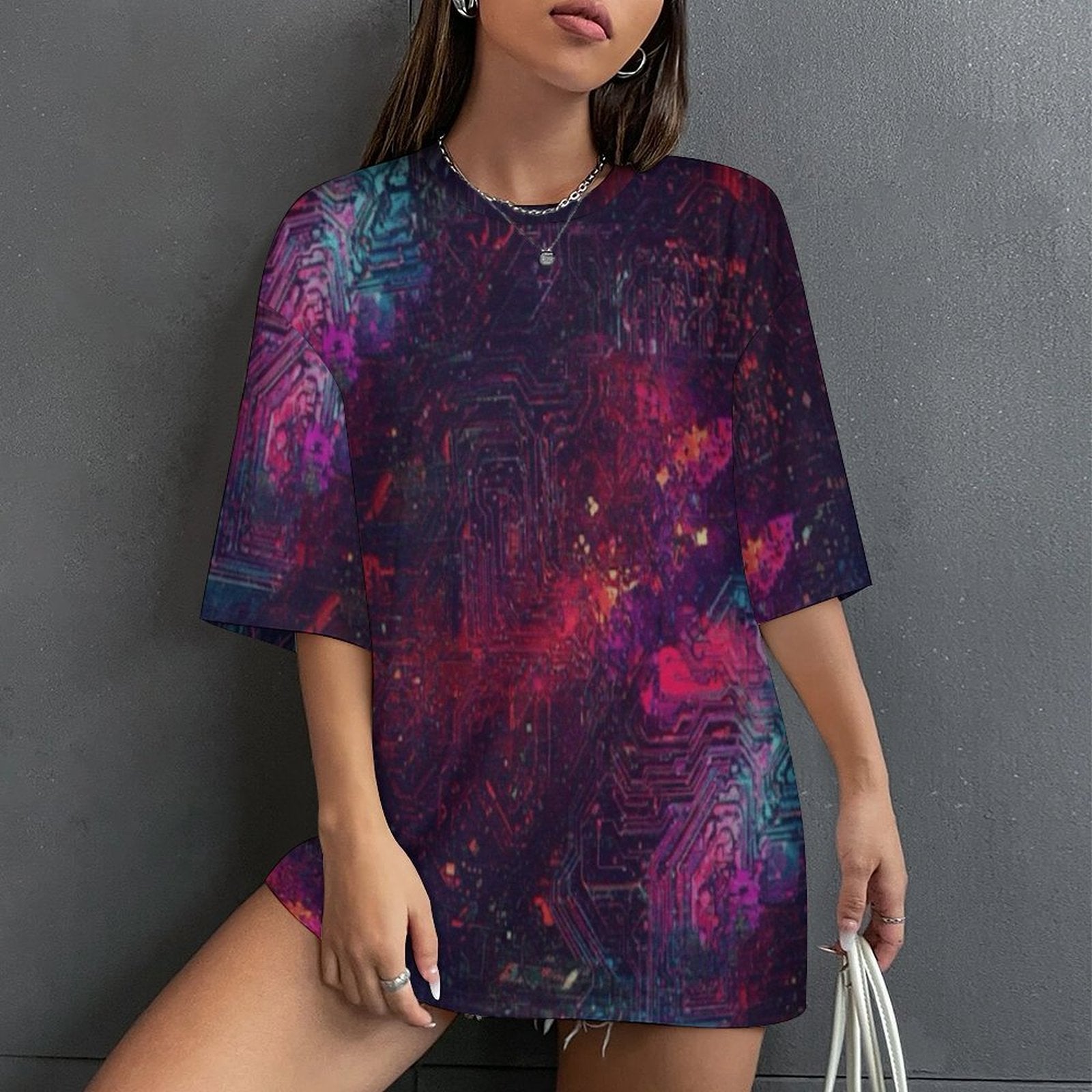 Women's Psychedelic Cosmic Acid & Punk Oversized T-shirt