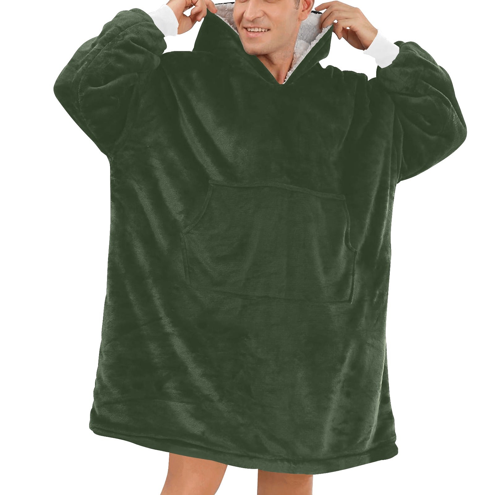 Men's Rifle Green Solid Blanket Hoodie