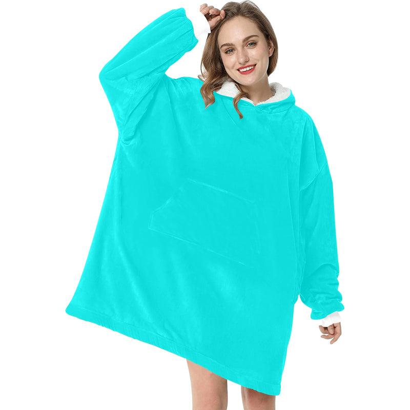 Women's Bright Turquoise Solid Blanket Hoodie