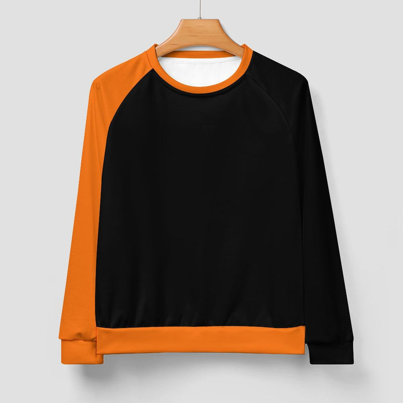 Men's Black & Deep Carrot Orange Solid Sweatshirt