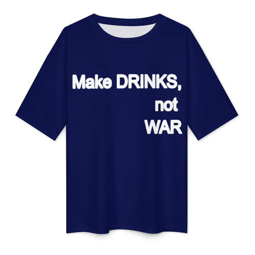 Men's Make Drinks Not War Typography Oversized T-shirt