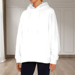 Women's White Solid Flannel Hoodie
