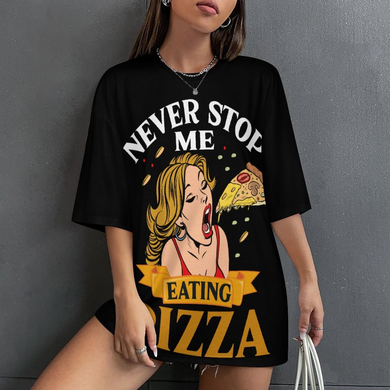 Women's Pizza Lover Abstract Oversized T-shirt