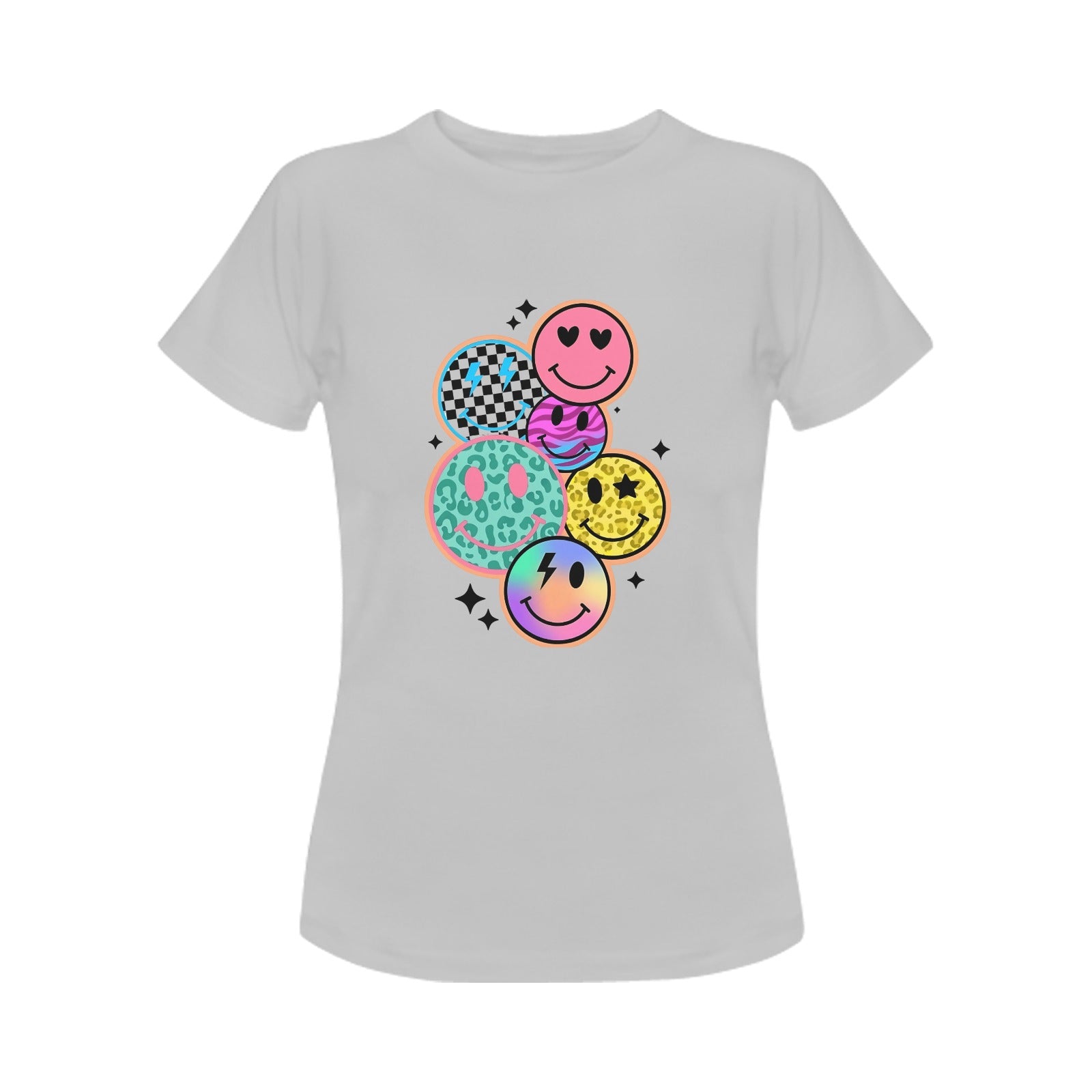 Women's Multi Smile Streetwear Classic Fit T-shirt