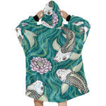Women's Traditional Japanese Fancy Carp Abstract Blanket Hoodie