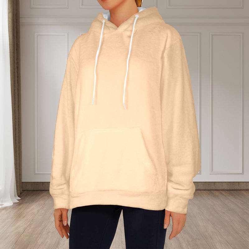 Women's Peach Puff Solid Flannel Hoodie