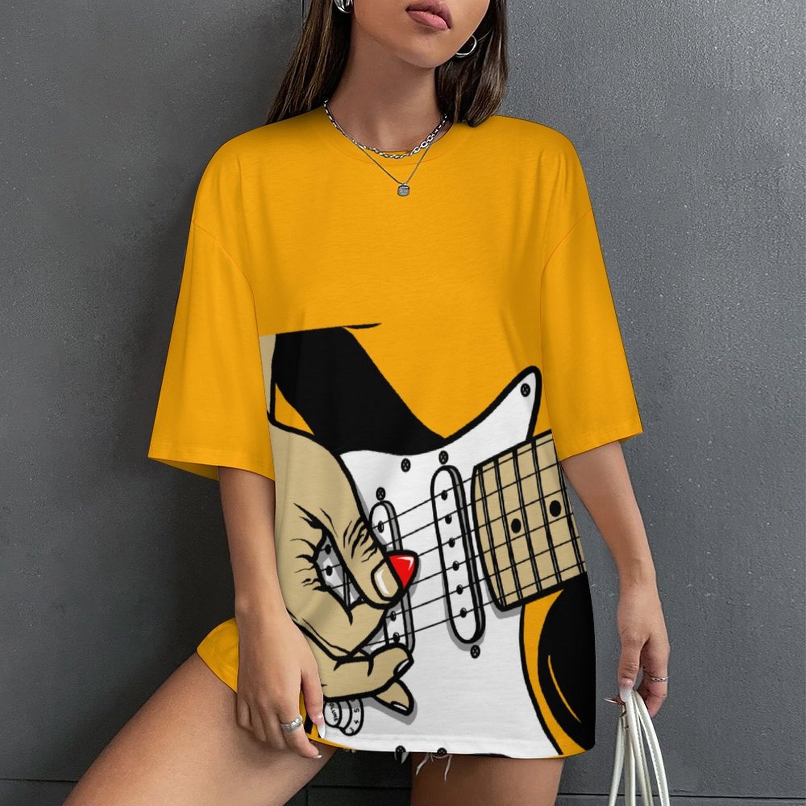 Women's Guitar Abstract Oversized T-shirt