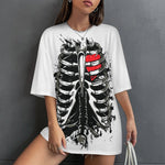 Women's Open Heart Abstract Oversized T-shirt