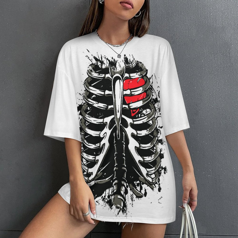 Women's Open Heart Abstract Oversized T-shirt