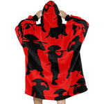 Women's Black Pirate Silhouette Abstract Blanket Hoodie