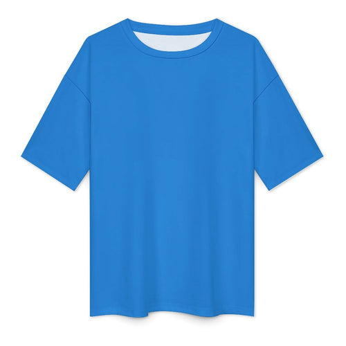 Women's Tufts Blue Solid Oversized T-shirt