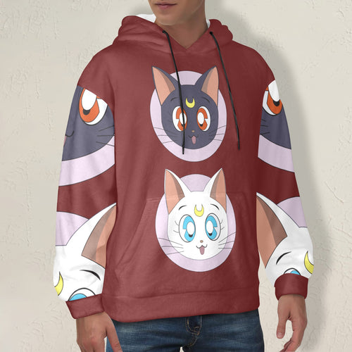 Men's Sailor Moon Cat Anime Flannel Hoodie