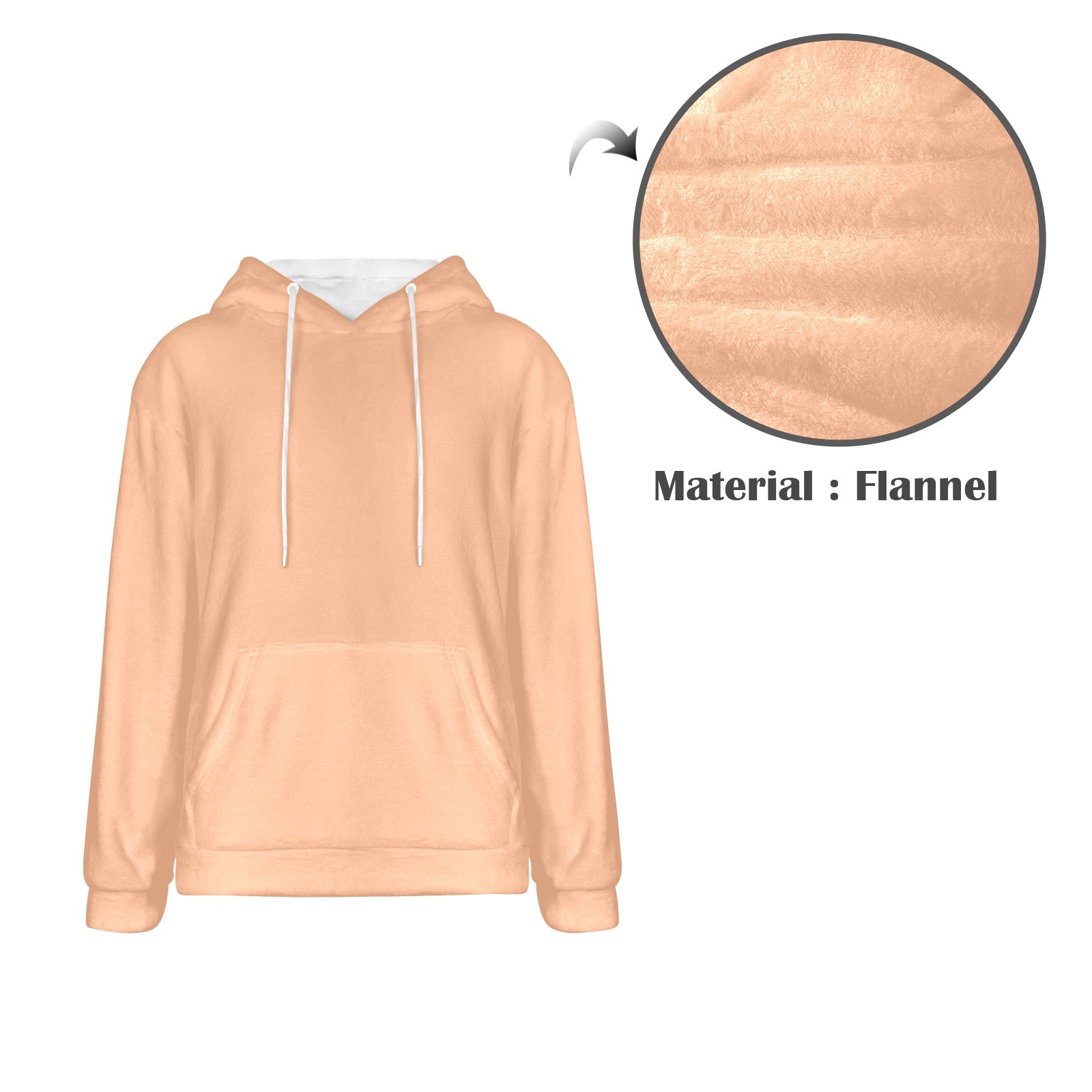 Men's Peach Fuss Solid Flannel Hoodie