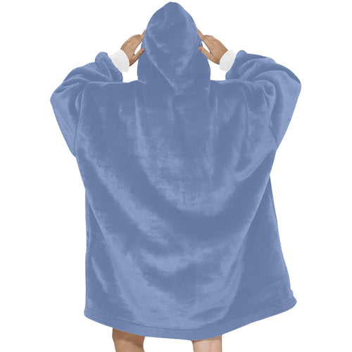 Women's Glaucous Blue Solid Blanket Hoodie