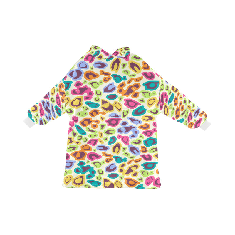 Women's Colorful Cheetah Print Abstract Blanket Hoodie