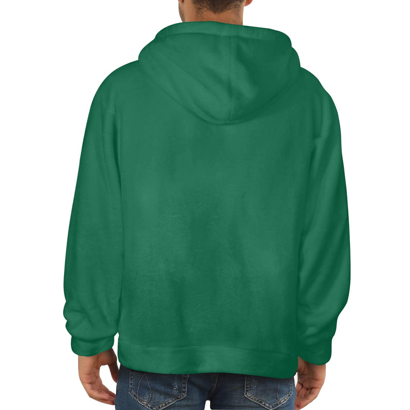 Men's Bottle Green Solid Flannel Hoodie