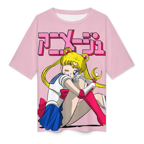 Women's Sailor Moon Chill Mode Anime Oversized T-shirt
