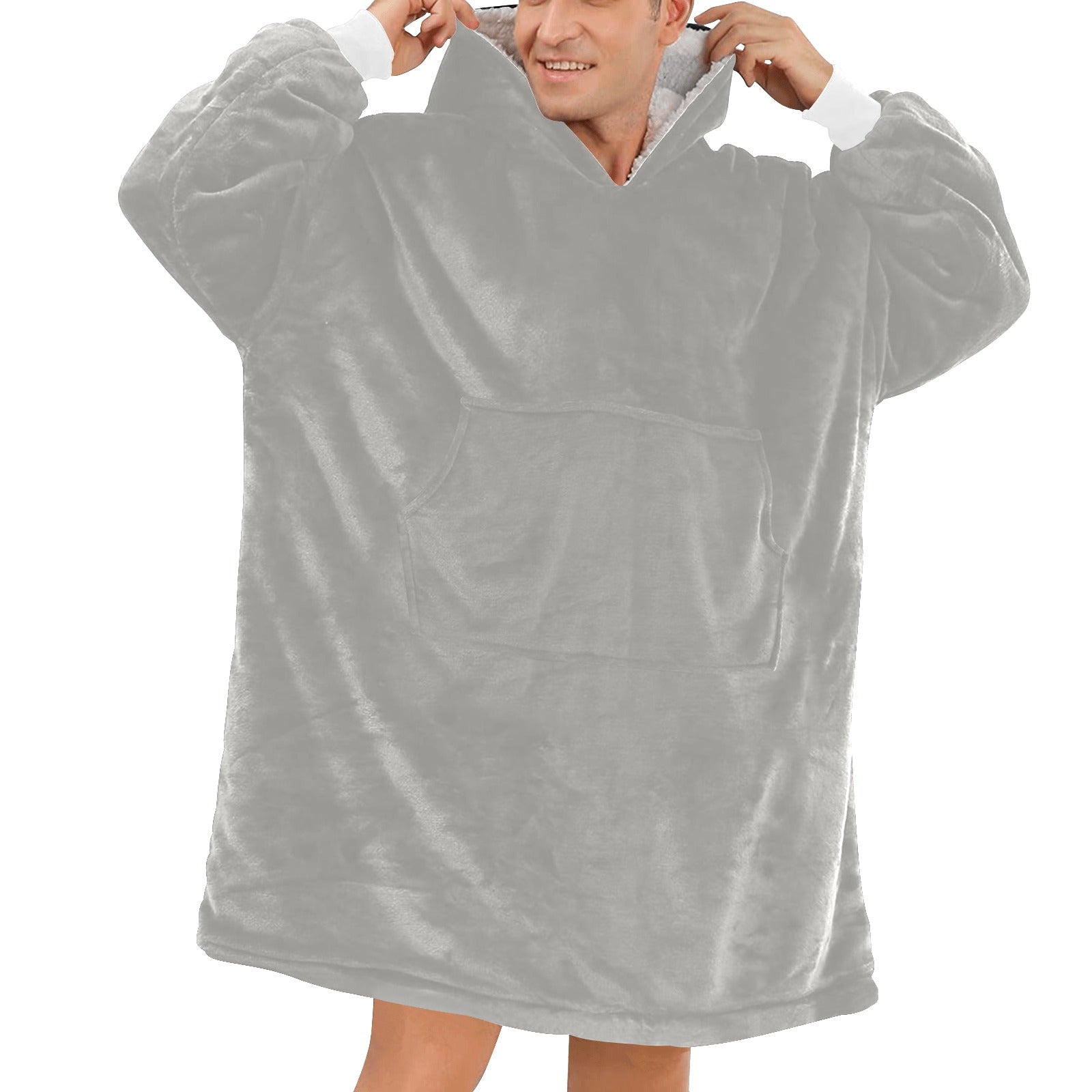 Men's Gray Solid Blanket Hoodie