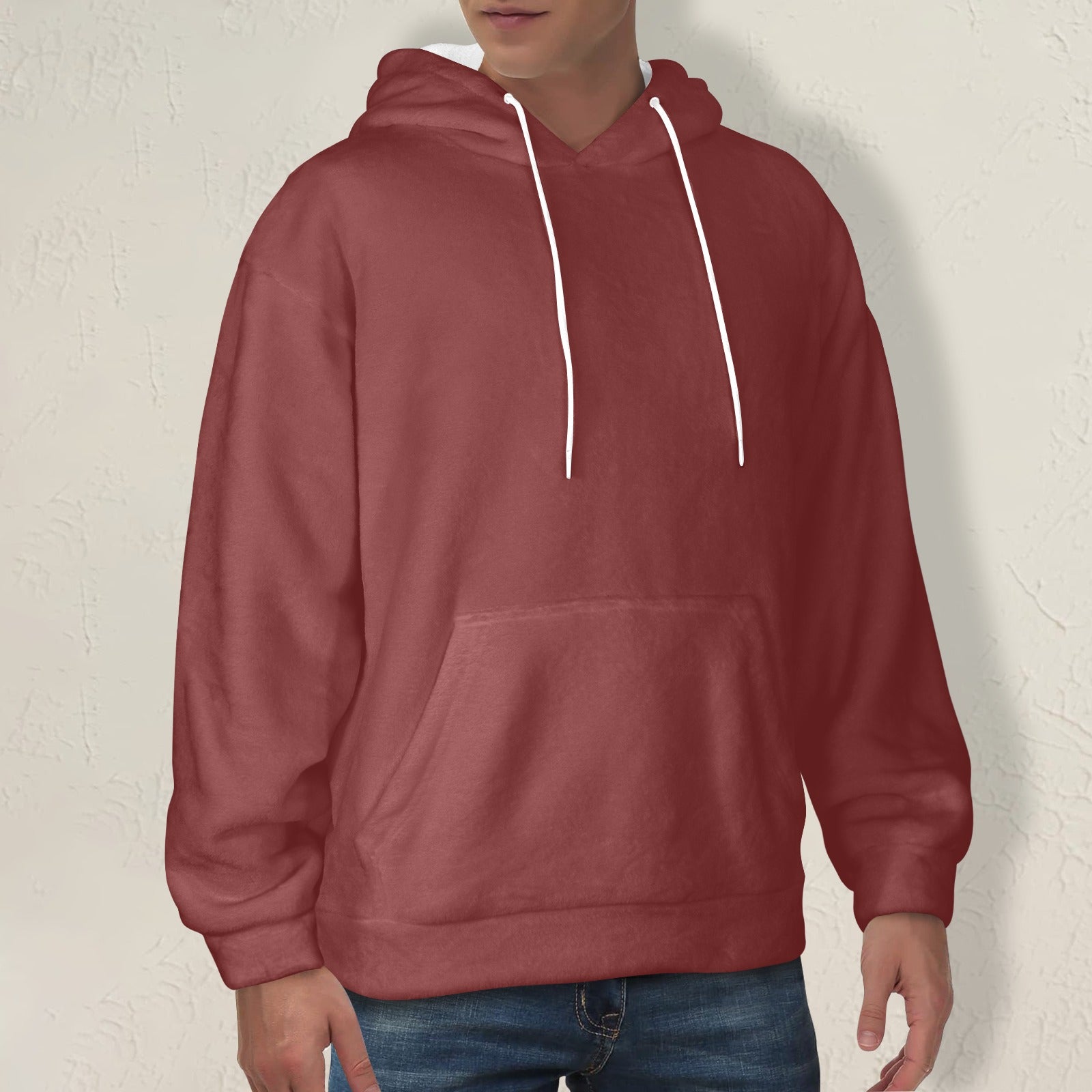 Men's Brown Solid Flannel Hoodie