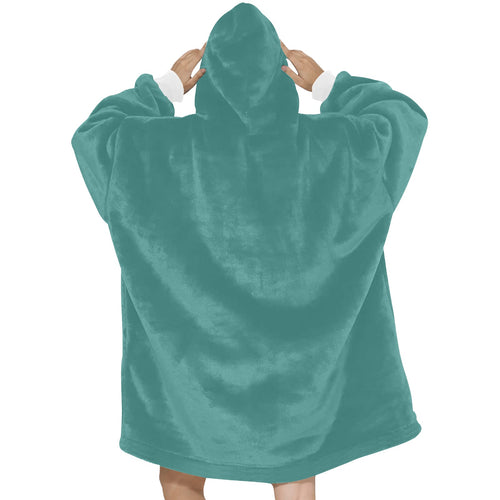 Women's Turquoise Solid Blanket Hoodie
