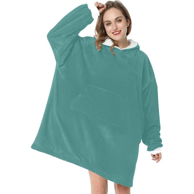Women's Turquoise Solid Blanket Hoodie