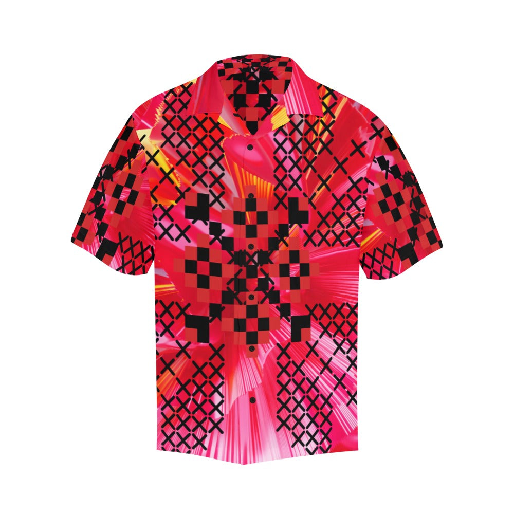 Men's Radiant Pixel Bloom Abstract Half Sleeve Shirt