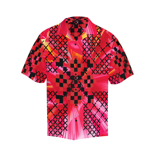 Men's Radiant Pixel Bloom Abstract Half Sleeve Shirt