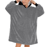 Men's Grey & Black Solid Blanket Hoodie