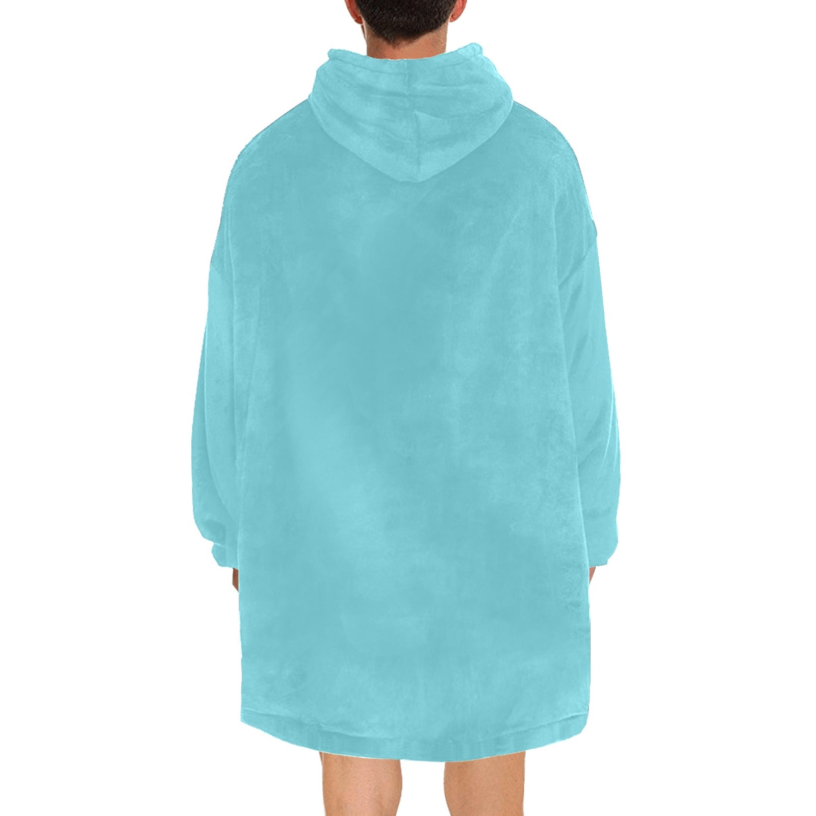 Men's Sea Blue Solid Blanket Hoodie