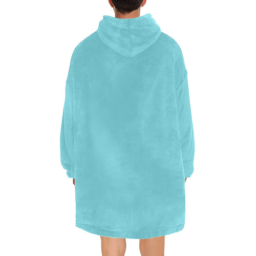 Men's Sea Blue Solid Blanket Hoodie
