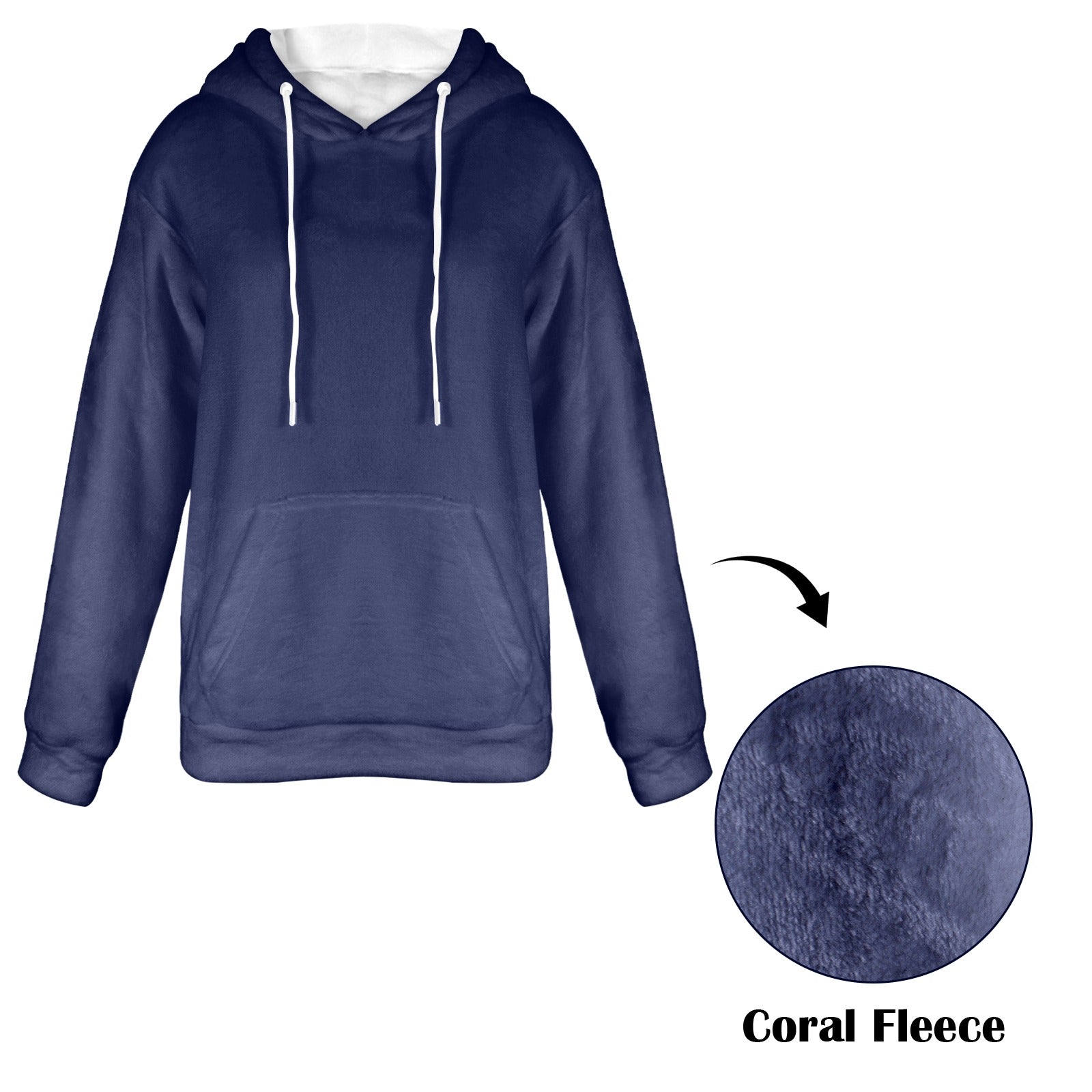 Women's Oxford Blue Solid Flannel Hoodie