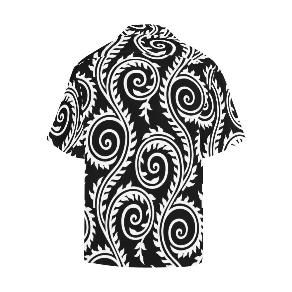 Men's Black Spirilla Abstract Half Sleeve Shirt