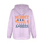 Women's Mommy Needs a Beer Typography Flannel Hoodie