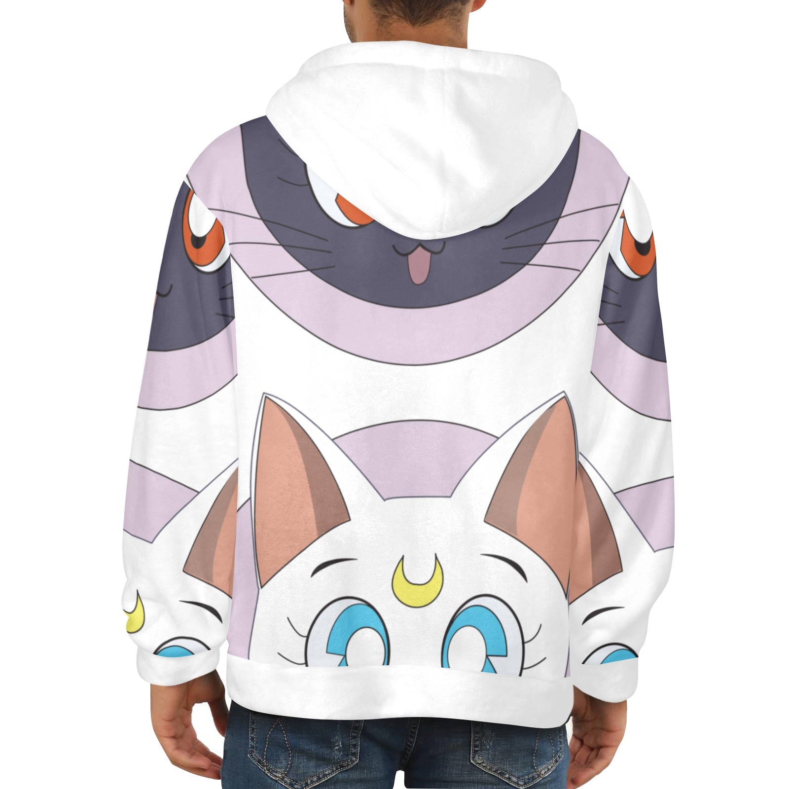 Men's Sailor Moon Cat Anime Flannel Hoodie