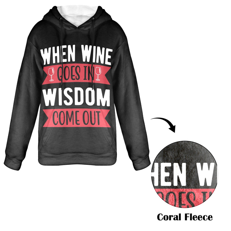Women's Wine Lover Abstract Flannel Hoodie