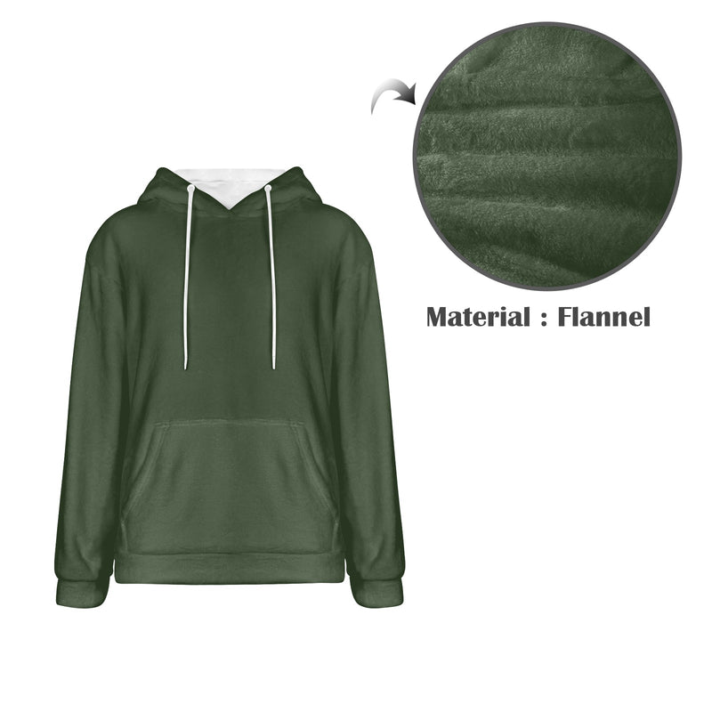 Men's Gray Asparagus Solid Flannel Hoodie