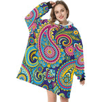 Women's Traditional Asian Paisley Elements Abstract Blanket Hoodie