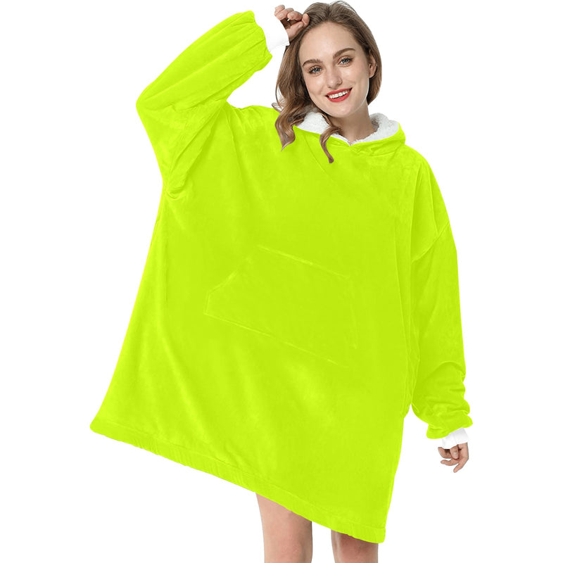 Women's Fluorescent Yellow Solid Blanket Hoodie