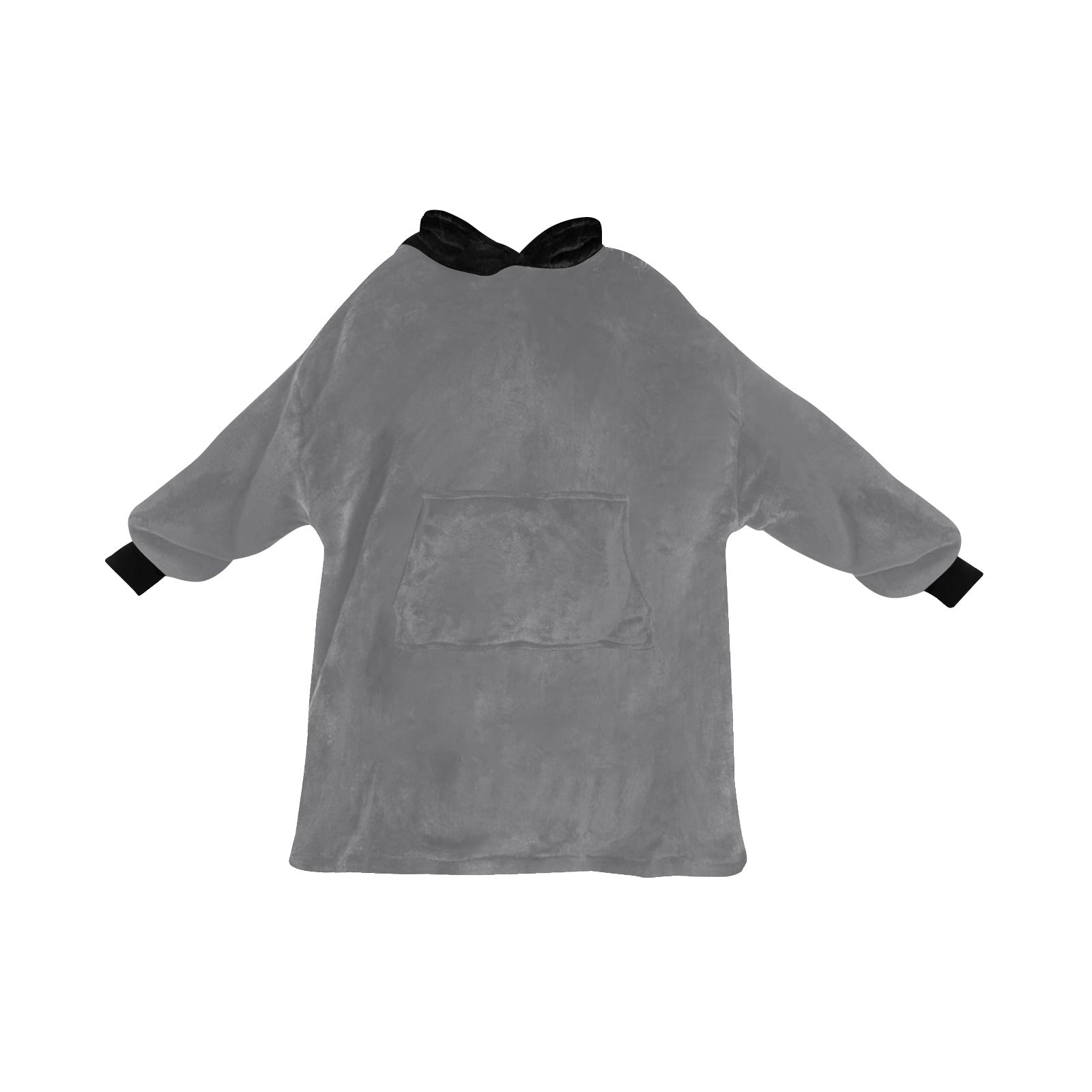 Men's Grey & Black Solid Blanket Hoodie