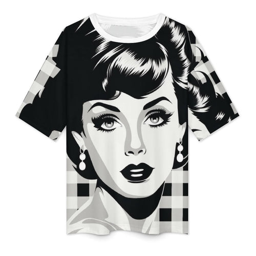 Women's Vintage Pin-up Style Abstract Oversized T-shirt