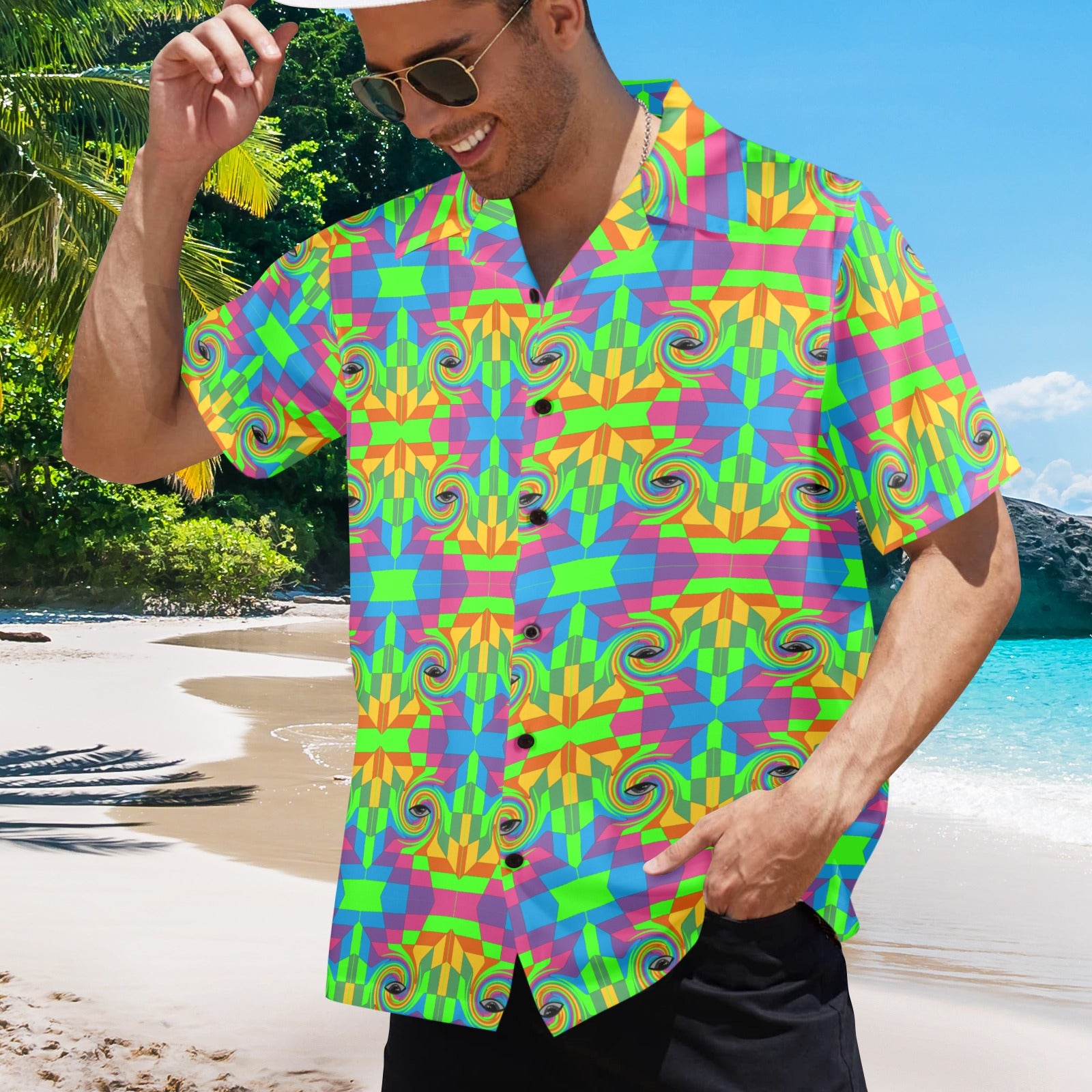 Men's Psychedelic Third Eye Trip Abstract Half Sleeve Shirt