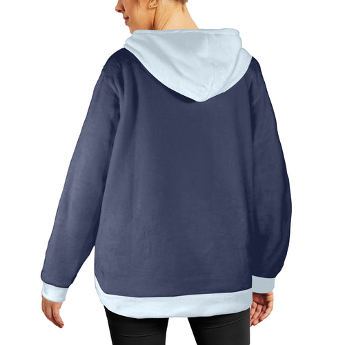 Women's Charcoal & Alice Blue Solid Flannel Hoodie