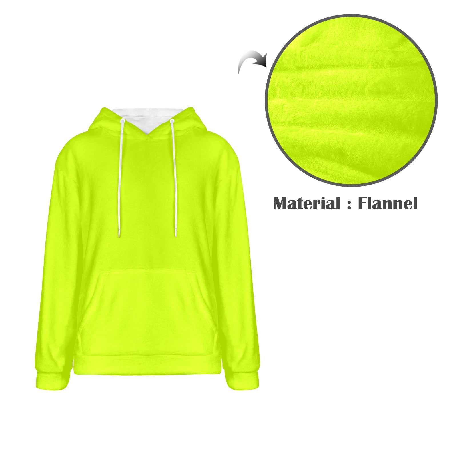 Men's Fluorescent Yellow Solid Flannel Hoodie