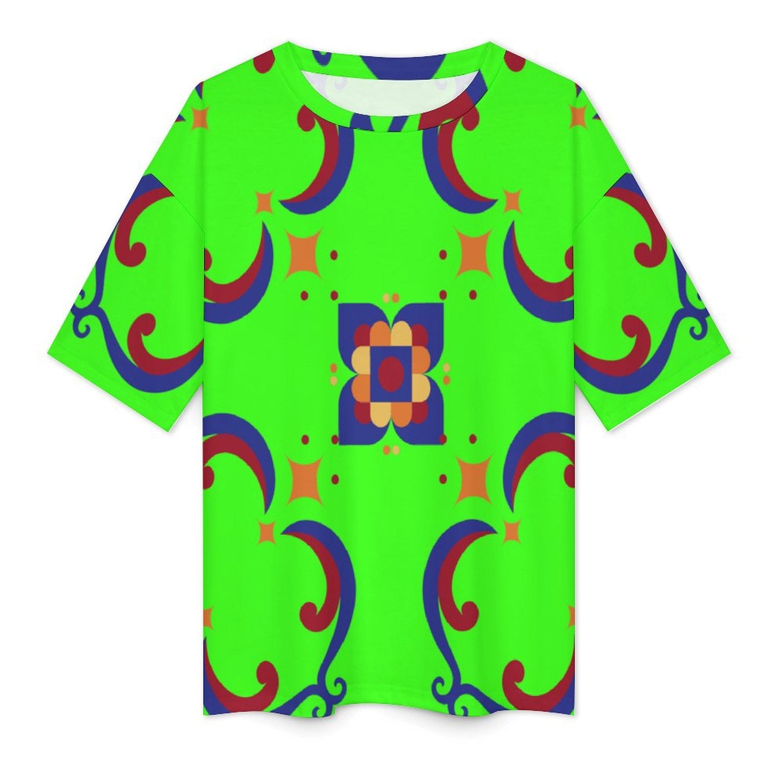 Women's Geometric Pattern Acid & Punk Oversized T-shirt