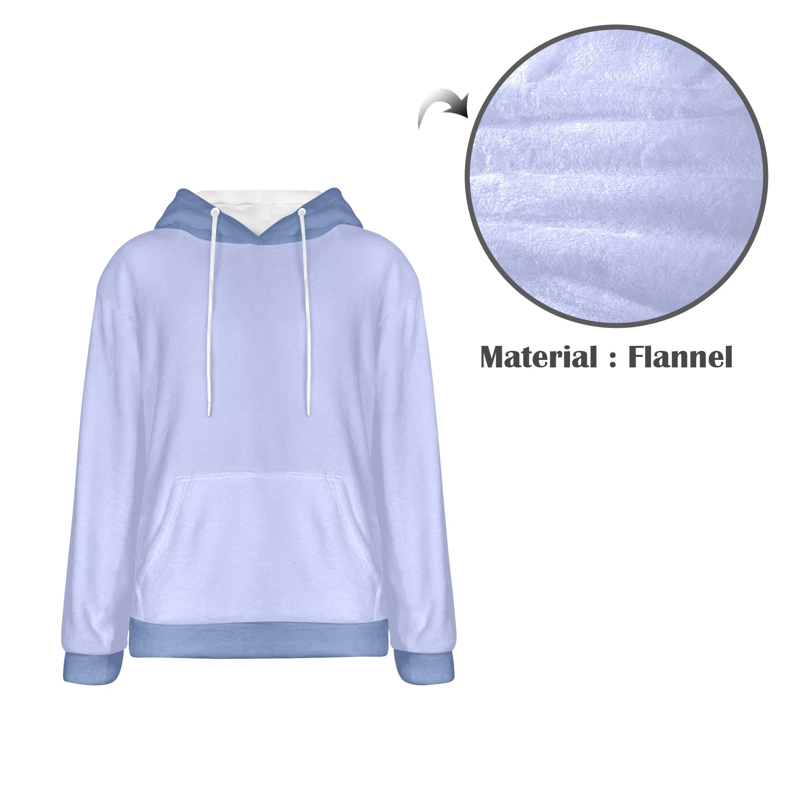 Men's Alice Blue & UCLA Blue Solid Flannel Hoodie