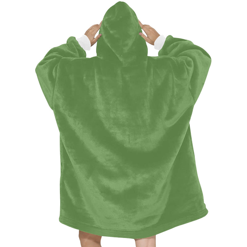 Women's Camouflage Green Solid Blanket Hoodie