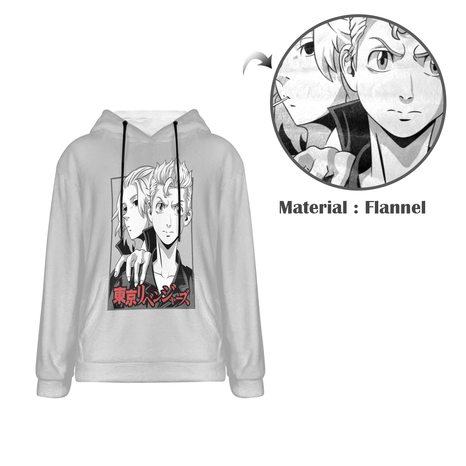 Men's Tokyo Revengers Portrait Anime Flannel Hoodie